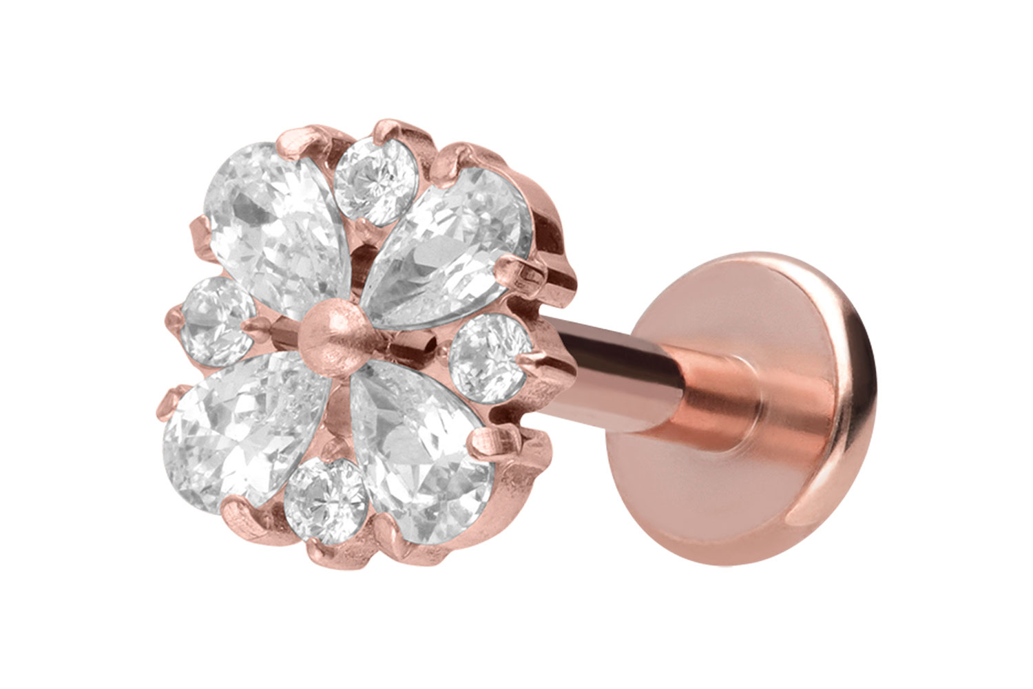 Titan Labret Piercing mit Innengewinde KRISTALLORNAMENT